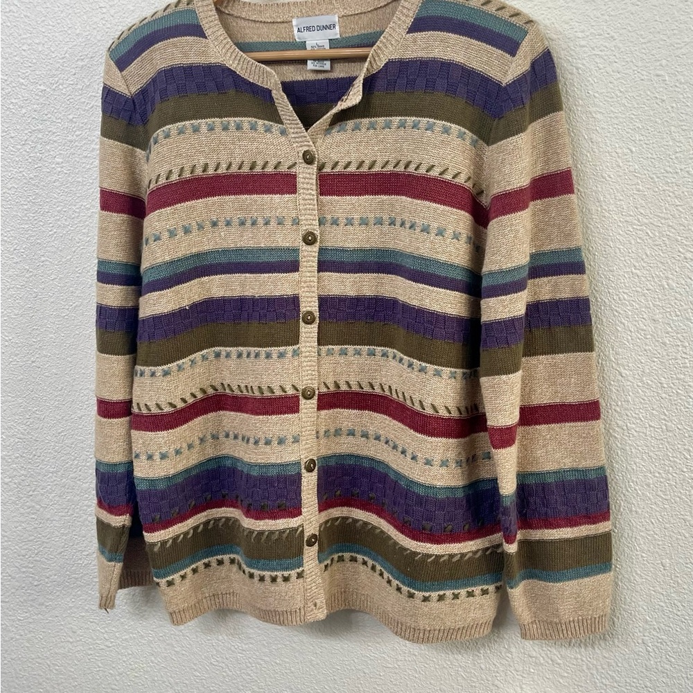 Alfred Dunner Women's Striped Cardigan Sweater - Multicolor